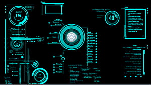 Jarvis Futuristic Holographic Dashboard Interface with Cyan Data Visualizations HD wallpaper