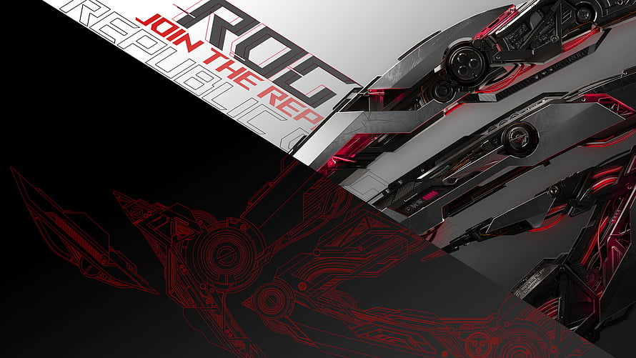 ROG Republic of Gamers Futuristic Gaming Hardware Design with Red Accents HD wallpaper