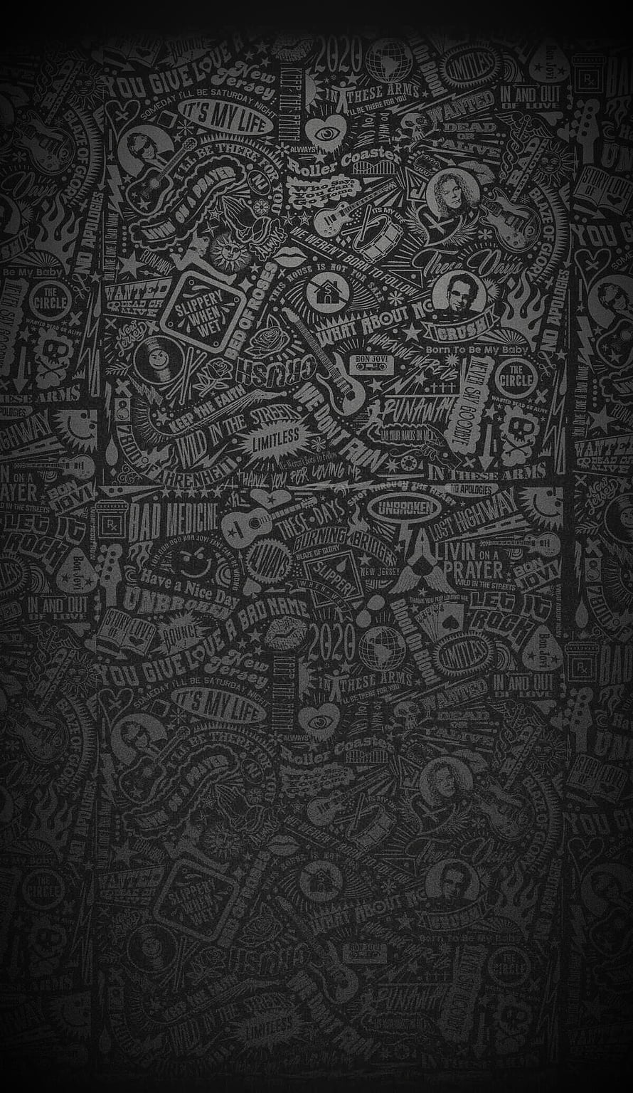 Bon Jovi Rock Song Titles Doodle Art Pattern Wallpaper HD phone wallpaper