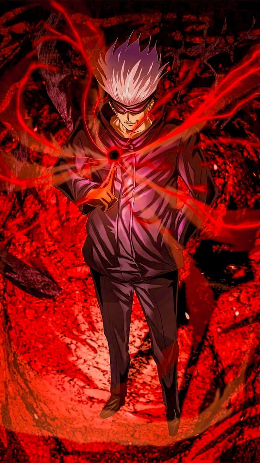 Gojo Satoru Channeling Cursed Energy in Jujutsu Kaisen Anime Illustration HD phone wallpaper