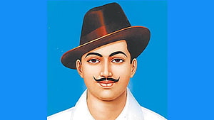 Painted Portrait of Bhagat Singh in Fedora Hat and White Shirt HD wallpaper