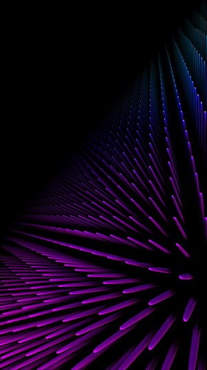 Abstract Neon Light Streaks Radiating in Purple and Blue on Black Background HD phone wallpaper