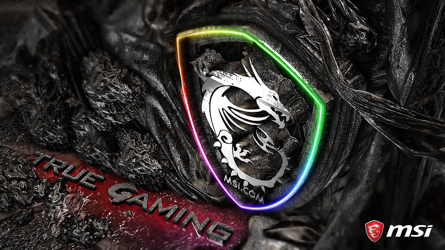 MSI Dragon Logo with RGB Glow on Dark Textured Gaming Background HD wallpaper