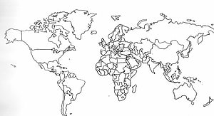 Blank World Map Outline with Country Borders for Educational Use HD wallpaper