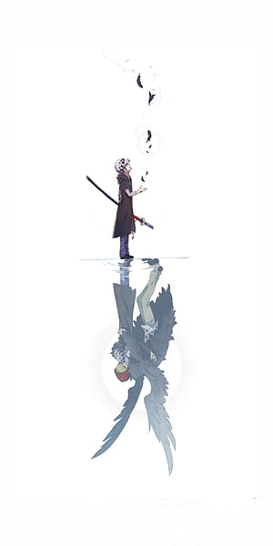 Trafalgar Law and Doflamingo Reflection in Water with Rosinante HD phone wallpaper