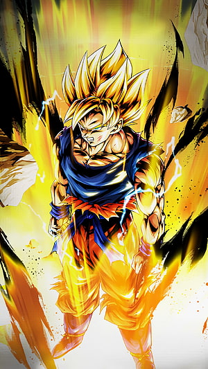 Super Saiyan Goku in Ultra Instinct Aura with Lightning and Energy Burst HD phone wallpaper