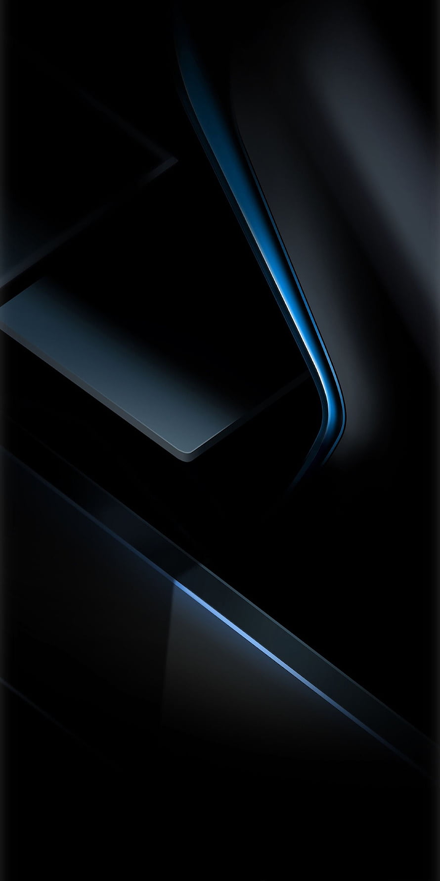 Dark Abstract Geometric Shapes with Blue Neon Edge Glow Minimalist Design HD phone wallpaper