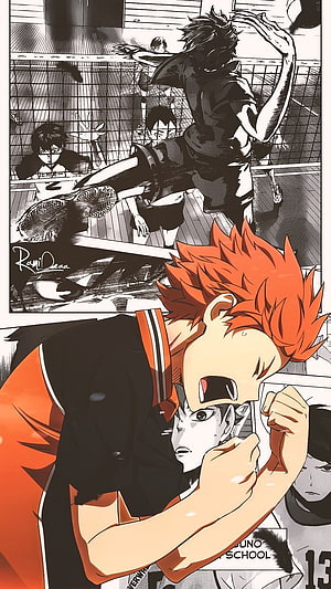 Haikyuu Anime Artwork Featuring Shoyo Oikawa and Karasuno Volleyball Team HD phone wallpaper