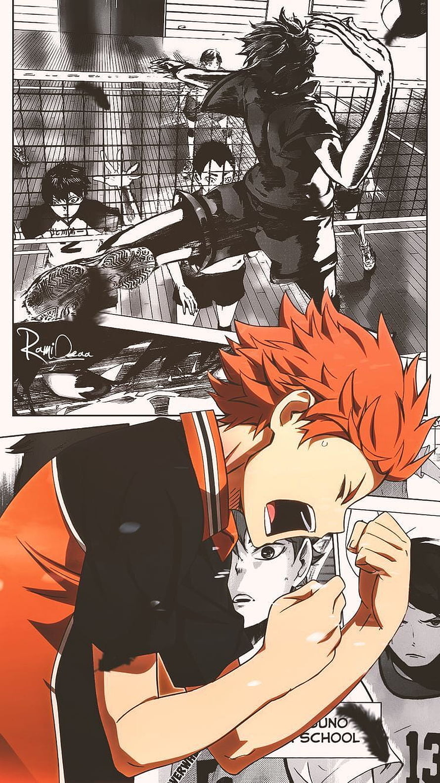 Haikyuu Anime Artwork Featuring Shoyo Oikawa and Karasuno Volleyball Team HD phone wallpaper