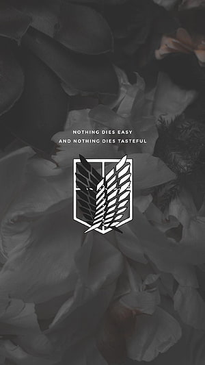 Attack on Titan Wings of Freedom Emblem on Dark Floral Background HD phone wallpaper