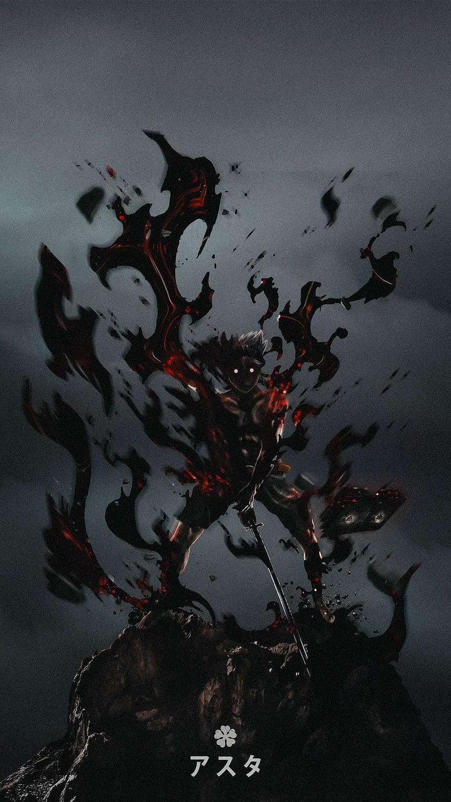 Asta Dark Demon Form Concept Art from Black Clover Anime HD phone wallpaper