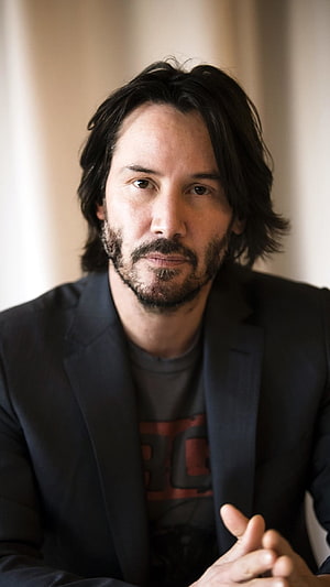 Keanu Reeves Portrait in Dark Blazer with Relaxed Expression HD phone wallpaper