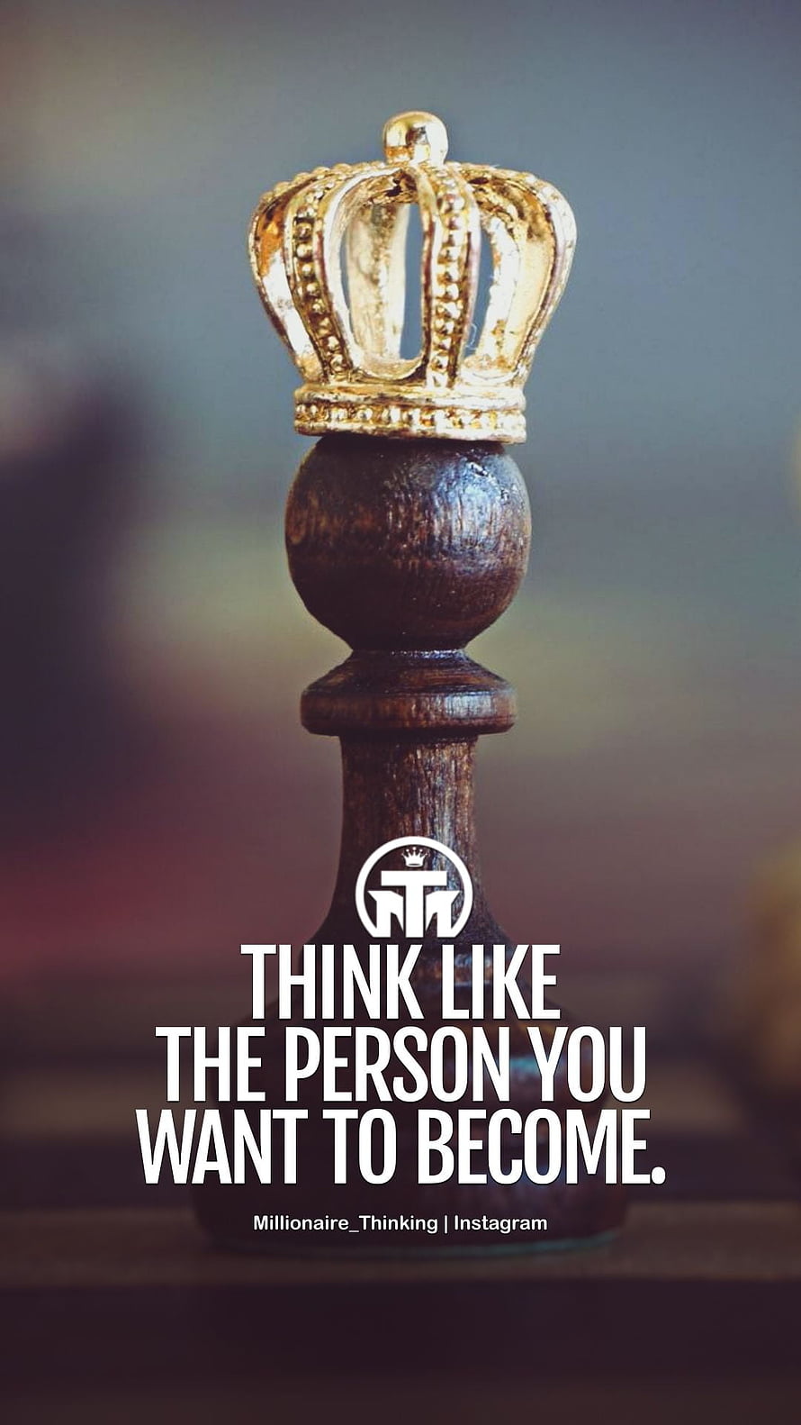 Golden Crown on Wooden Chess King with Motivational Quote HD phone wallpaper