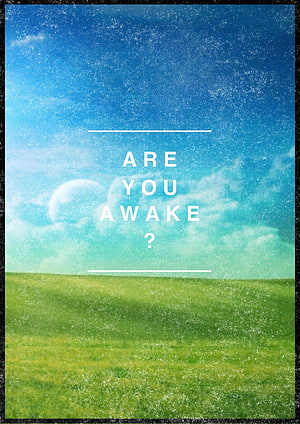 Are You Awake? Motivational Quote Over Serene Green Meadow and Blue Sky HD phone wallpaper