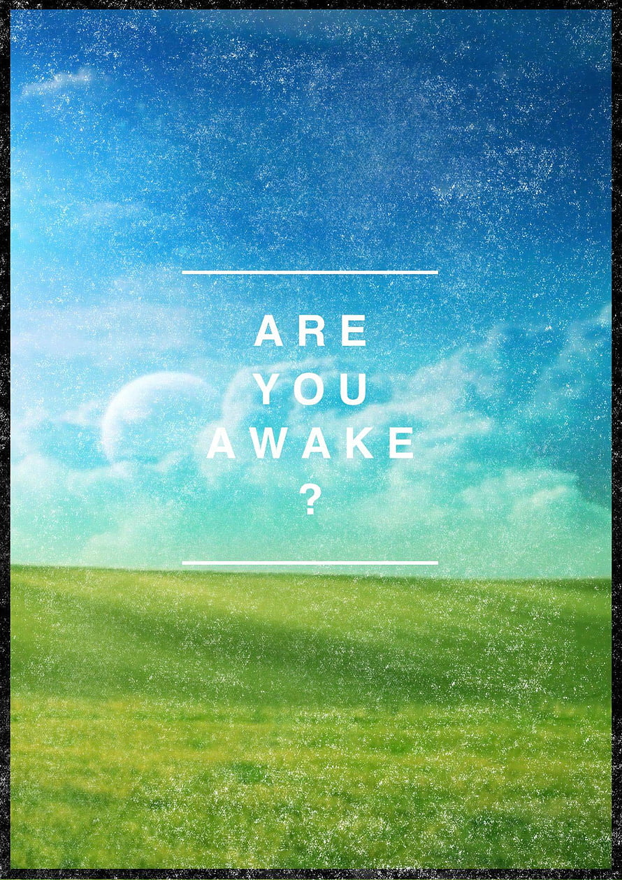Are You Awake? Motivational Quote Over Serene Green Meadow and Blue Sky HD phone wallpaper