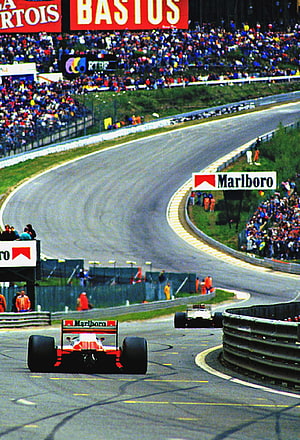 Classic Formula 1 Racing at Spa-Francorchamps with Vintage Marlboro Livery HD phone wallpaper