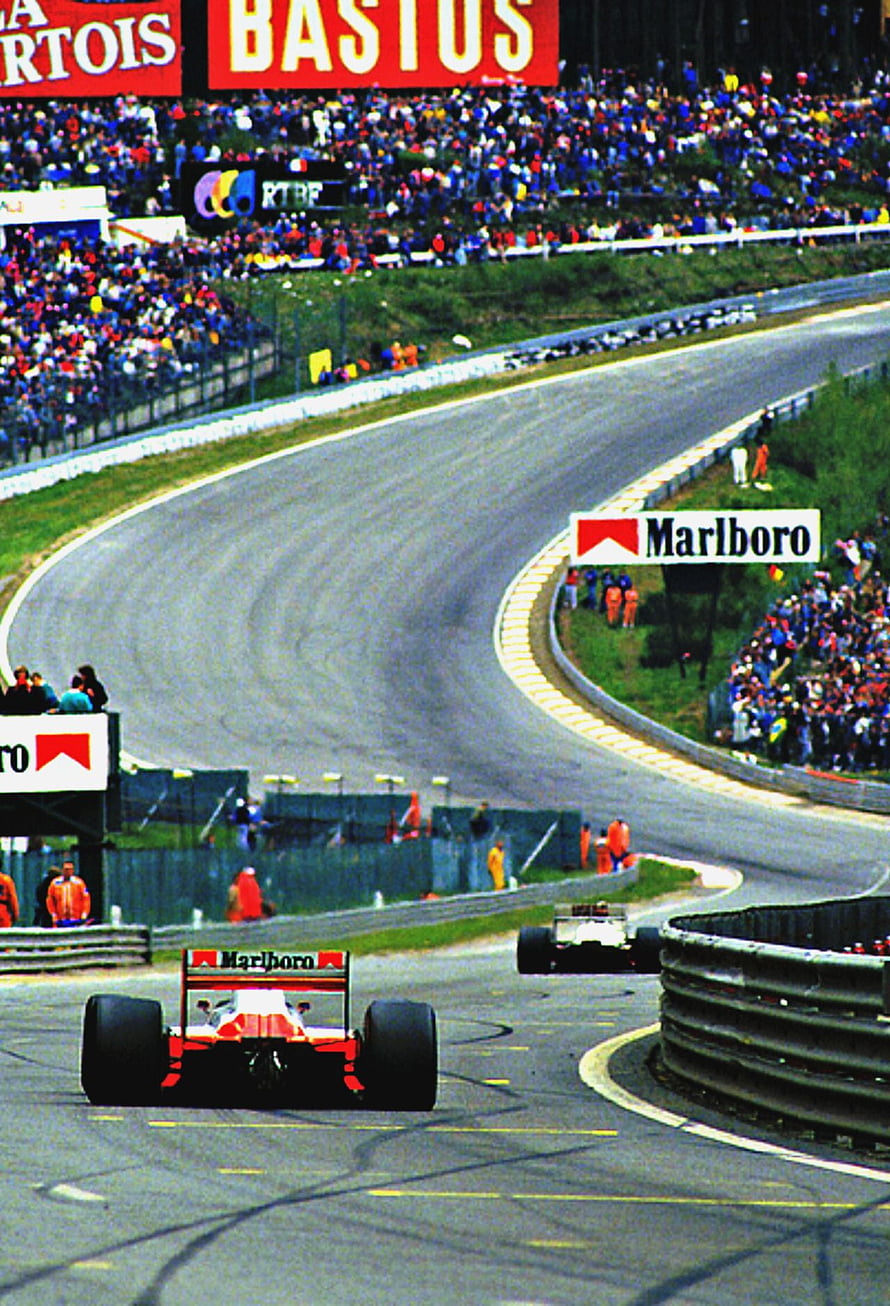 Classic Formula 1 Racing at Spa-Francorchamps with Vintage Marlboro Livery HD phone wallpaper