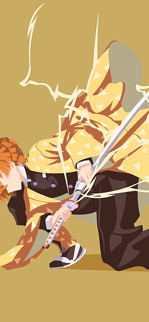 Zenitsu Agatsuma in Thunder Breathing Stance from Demon Slayer HD phone wallpaper