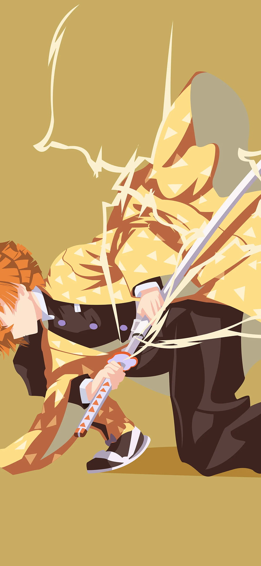 Zenitsu Agatsuma in Thunder Breathing Stance from Demon Slayer HD phone wallpaper