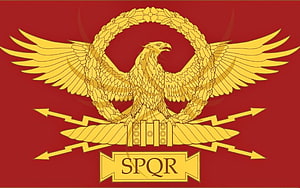Roman Empire SPQR Eagle Emblem on Red Background HD wallpaper