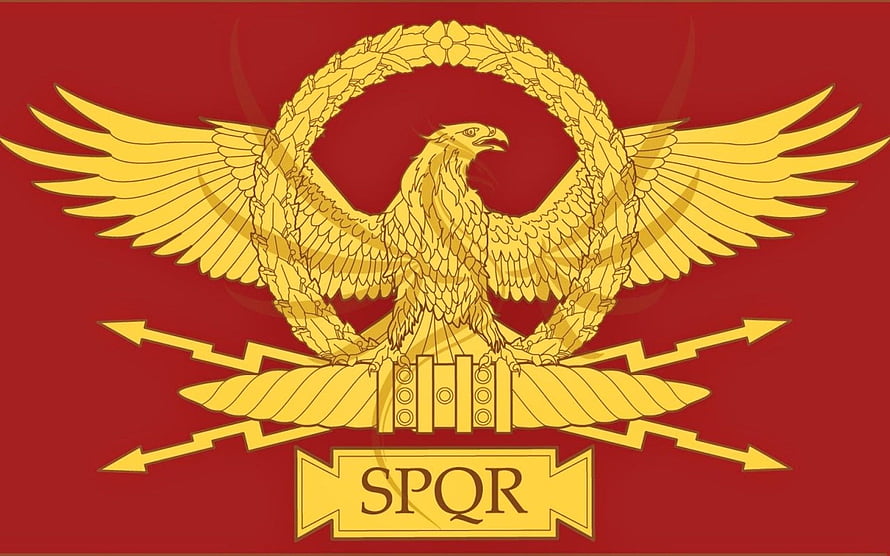 Roman Empire SPQR Eagle Emblem on Red Background HD wallpaper