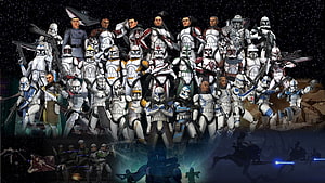 Star Wars Clone Troopers Group Portrait Against Starry Space Background HD wallpaper