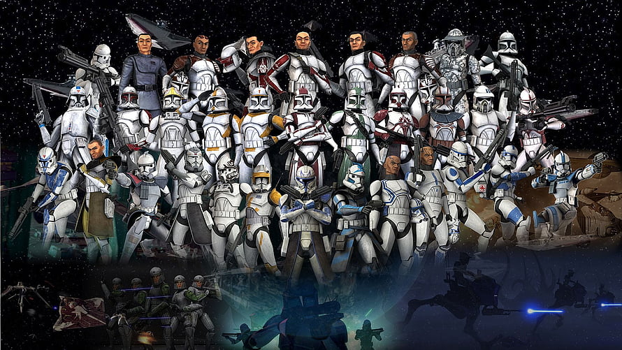 Star Wars Clone Troopers Group Portrait Against Starry Space Background HD wallpaper