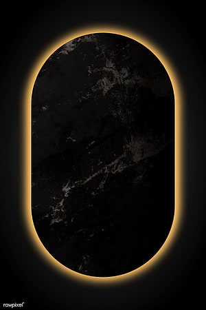 Black Marble Oval Frame with Warm Gold Neon Glow on Dark Background HD phone wallpaper
