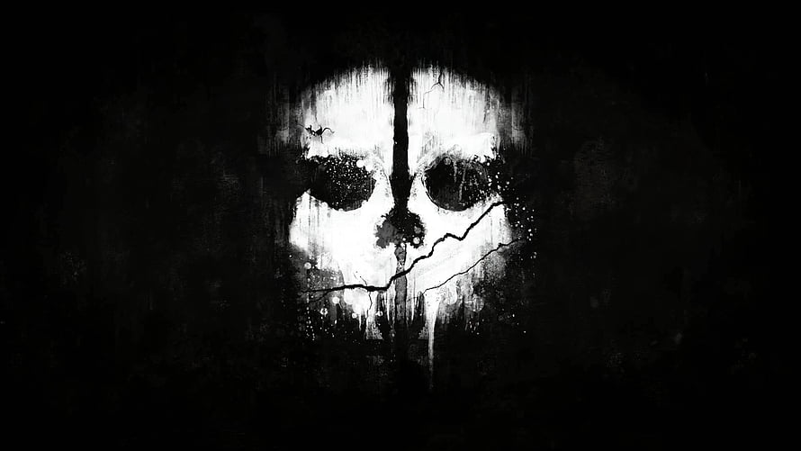 Simon Riley Ghosts: Haunting Cracked Skull in Monochrome Horror Art HD wallpaper