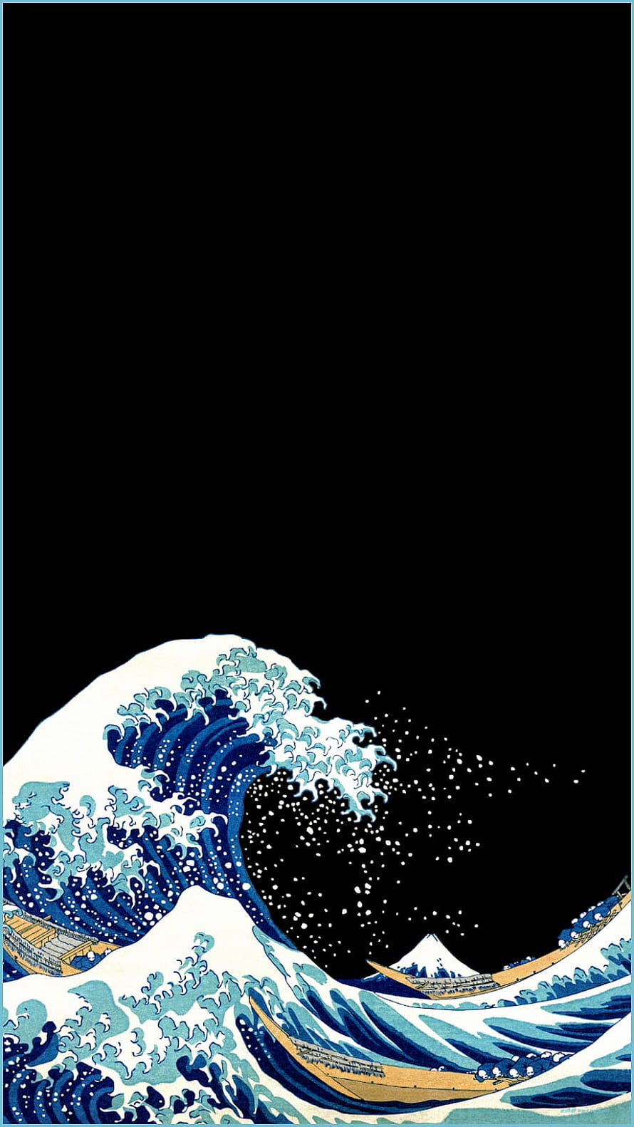 Great Wave Off Kanagawa Ukiyo-e Print on Black Background HD phone wallpaper