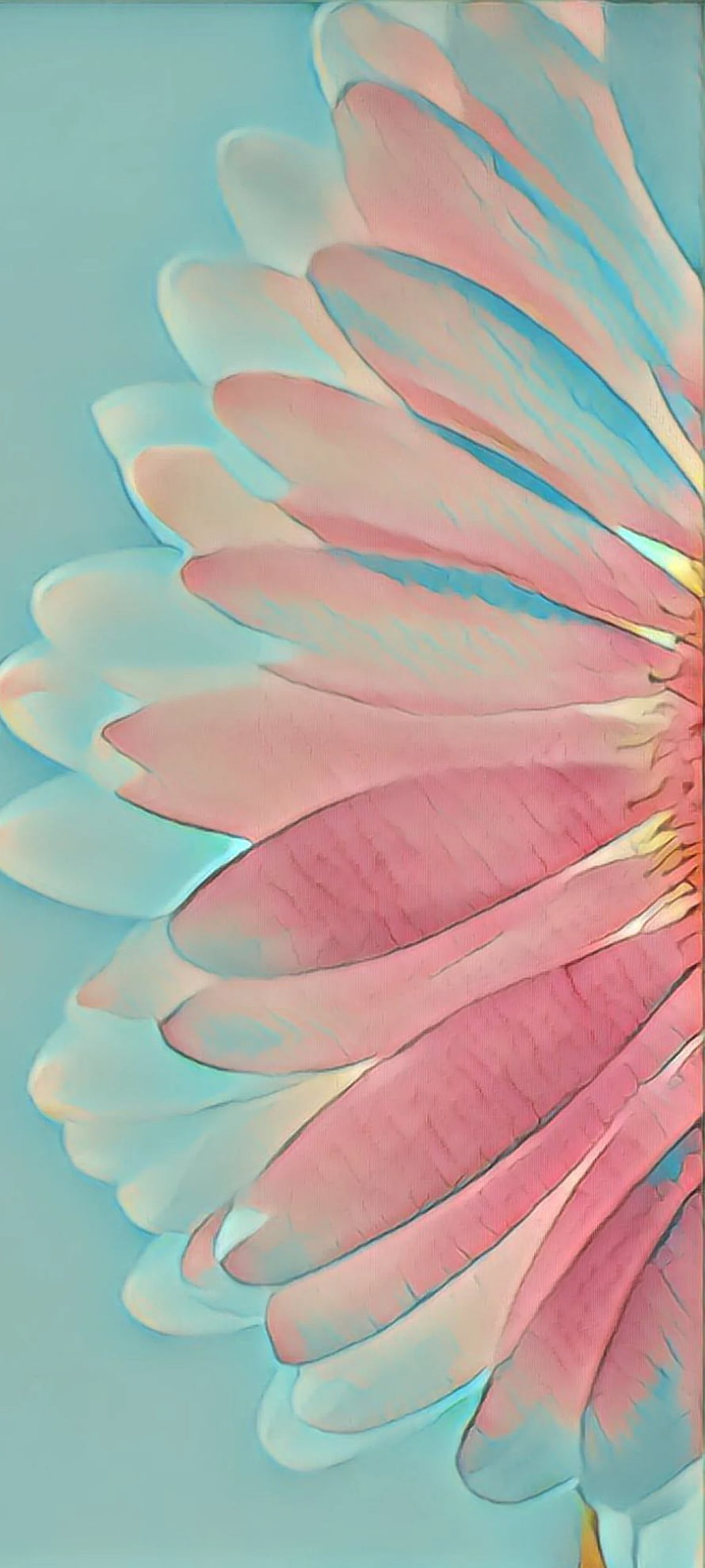Soft Pink Daisy Petals on a Mint Background, Minimalist Floral Art HD phone wallpaper