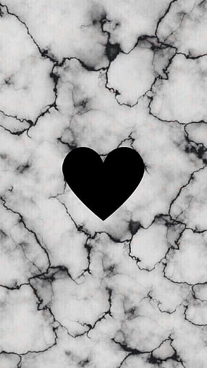 Minimalist Black Heart on White Marble Texture for Aesthetic Phone Backgrounds HD phone wallpaper
