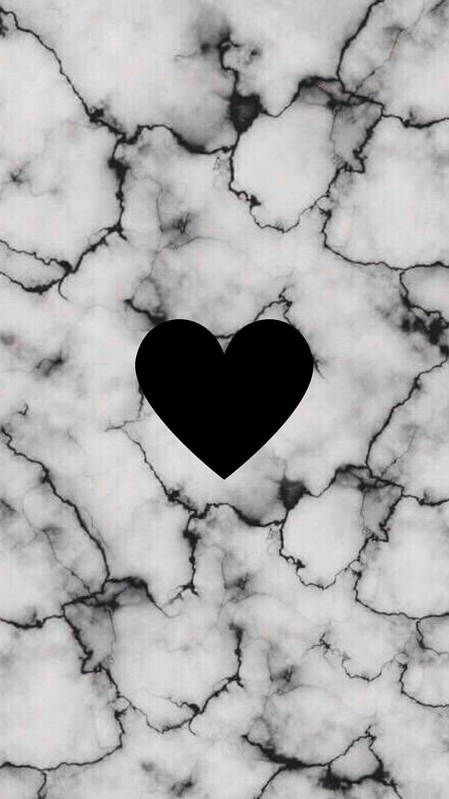 Minimalist Black Heart on White Marble Texture for Aesthetic Phone Backgrounds HD phone wallpaper