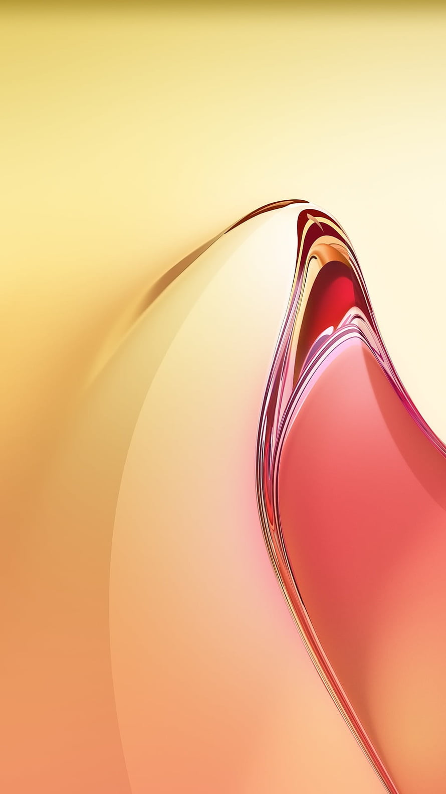 Oppo Reno 8 Pro Abstract Gradient Wallpaper with Glossy Red and Yellow Curves HD phone wallpaper