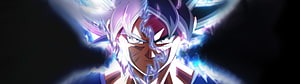 Dragon Ball Super Broly Split-Face Transformation with Blue and Purple Energy Aura HD wallpaper