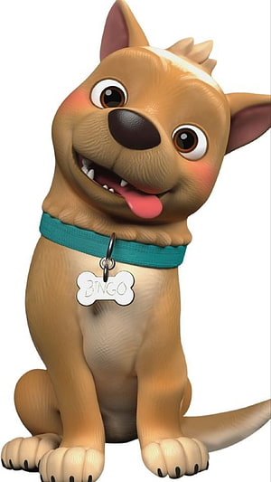 Bingo the Cocomelon Puppy 3D Character with Teal Collar and Bone Tag HD phone wallpaper