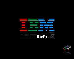 IBM ThinkPad Logo with Classic Striped Design on Black Background HD wallpaper