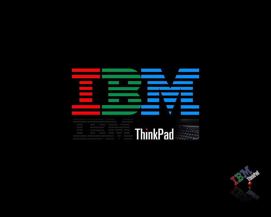 IBM ThinkPad Logo with Classic Striped Design on Black Background HD wallpaper