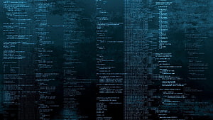 Abstract Digital Code Matrix Pattern with Dark Blue and Black Glitch Texture HD wallpaper