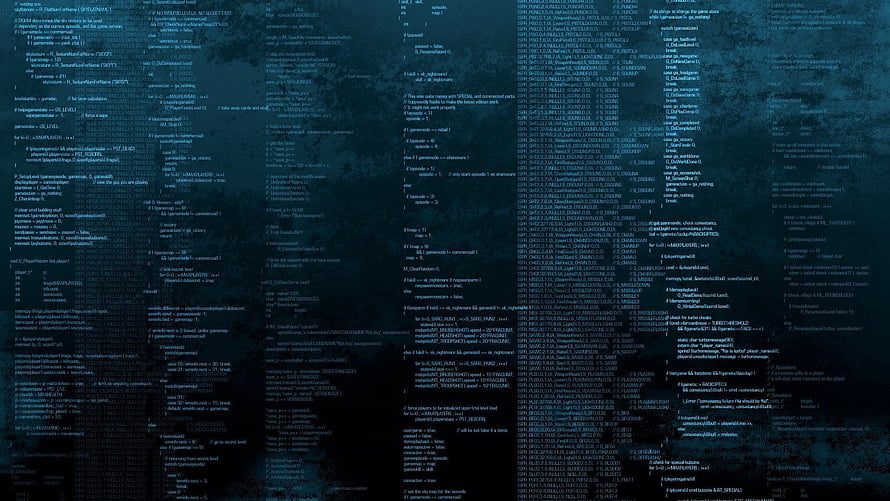 Abstract Digital Code Matrix Pattern with Dark Blue and Black Glitch Texture HD wallpaper