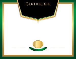 Elegant Green and Gold Certificate Template with Seal and Ribbon HD wallpaper
