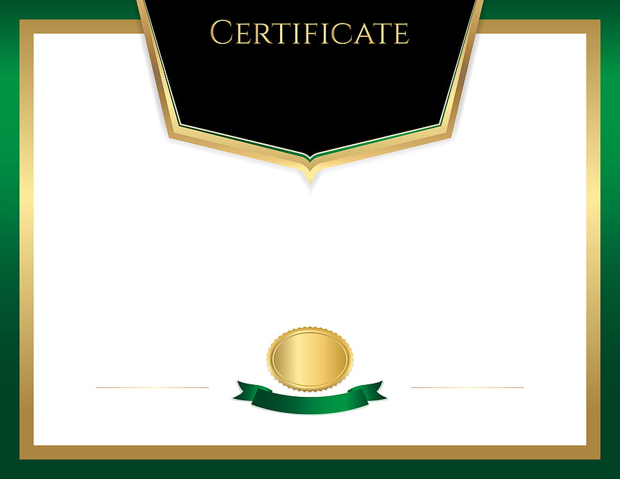 Elegant Green and Gold Certificate Template with Seal and Ribbon HD wallpaper