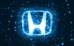 Glowing Honda Emblem With Electric Blue Energy Burst and Particle Effects HD wallpaper