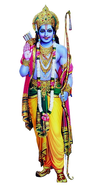 Lord Rama Divine Portrait with Bow and Arrows in Traditional Indian Attire HD phone wallpaper