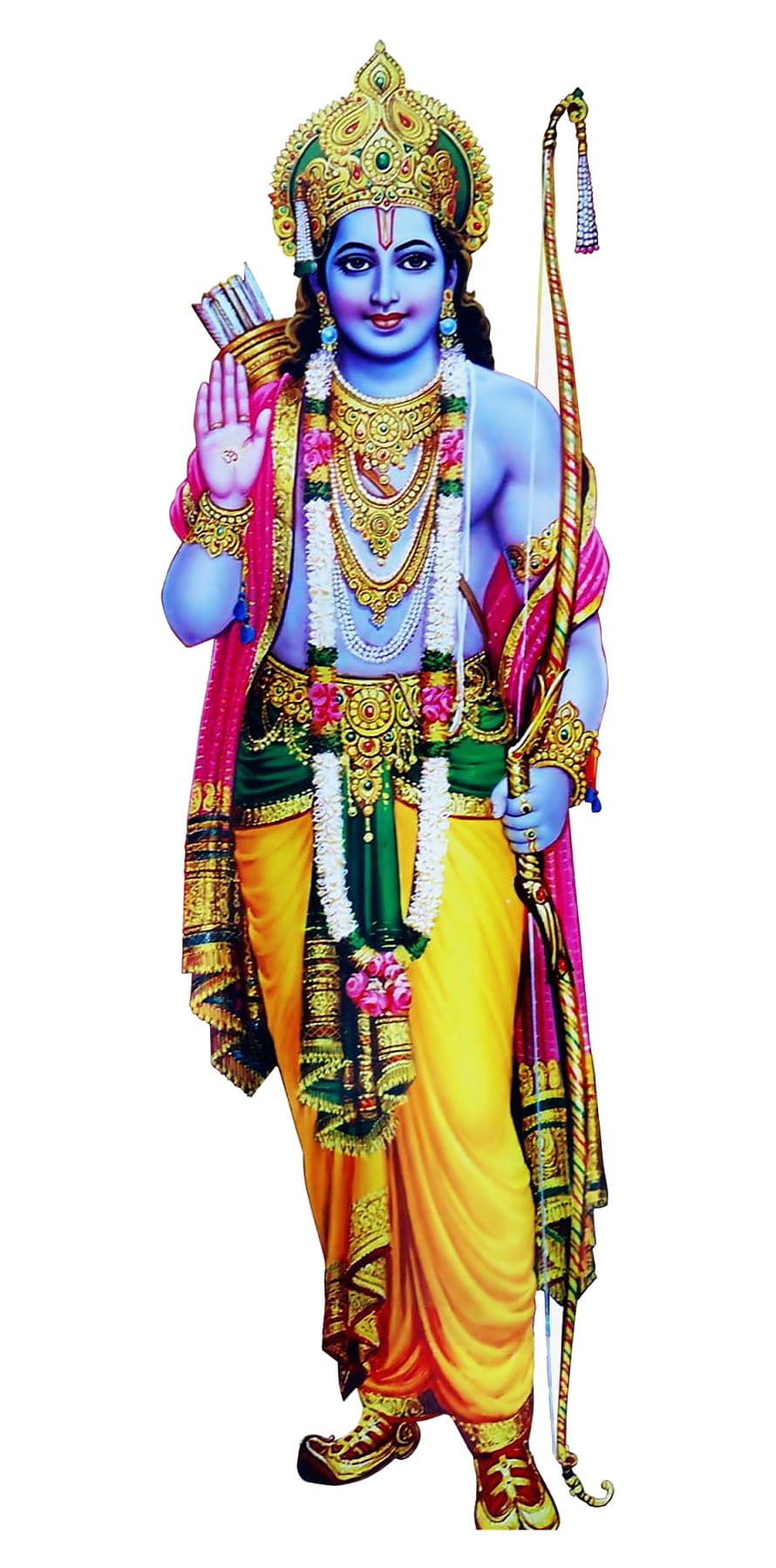 Lord Rama Divine Portrait with Bow and Arrows in Traditional Indian Attire HD phone wallpaper