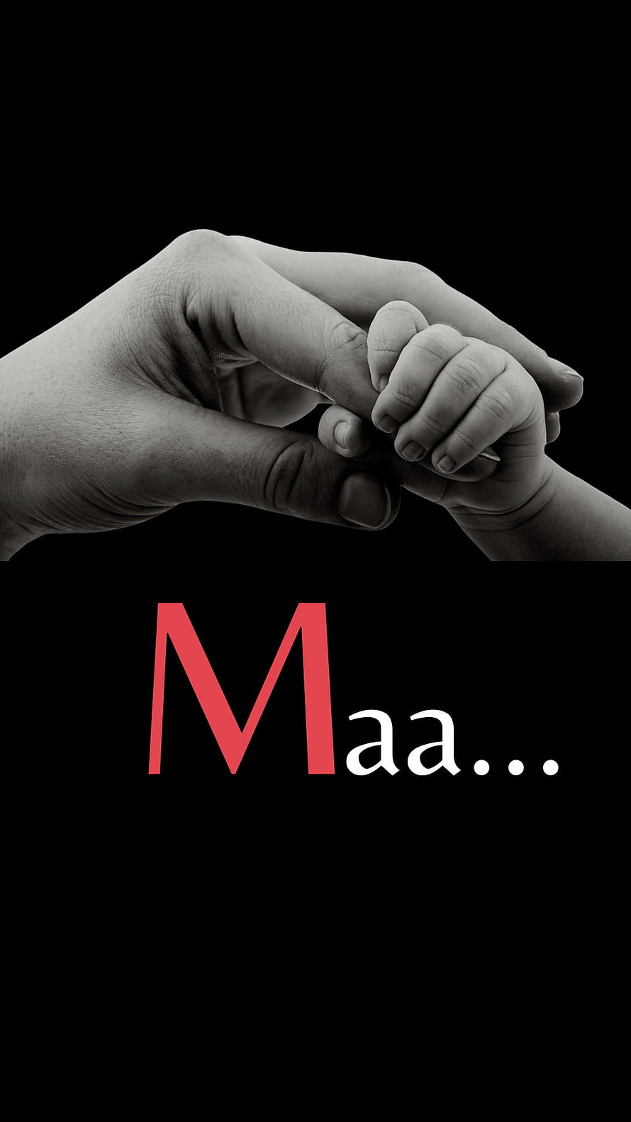 Maa Mother's Day: Black and White Photo of an Adult and Child Holding Hands HD phone wallpaper