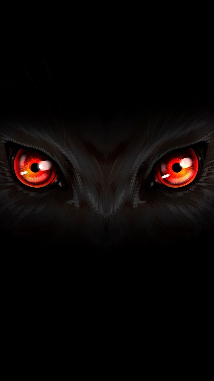 Menacing Wolf Eyes Glowing Red in Pitch Black Darkness HD phone wallpaper