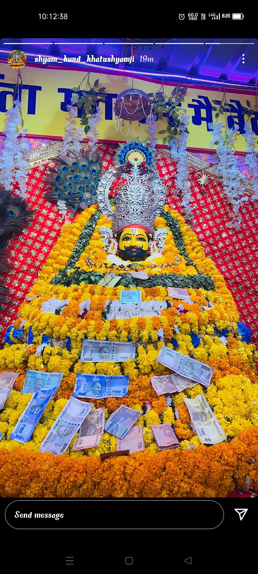 Khatu Shyam Baba Idol Adorned With Marigold Flowers And Currency Notes HD phone wallpaper