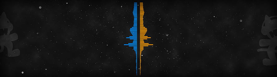 Portal Dual Screen Sound Wave Visualizer on Dark Starry Background HD wallpaper