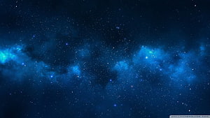 Deep Space Nebula and Star Field in Vivid Blue Tones HD wallpaper